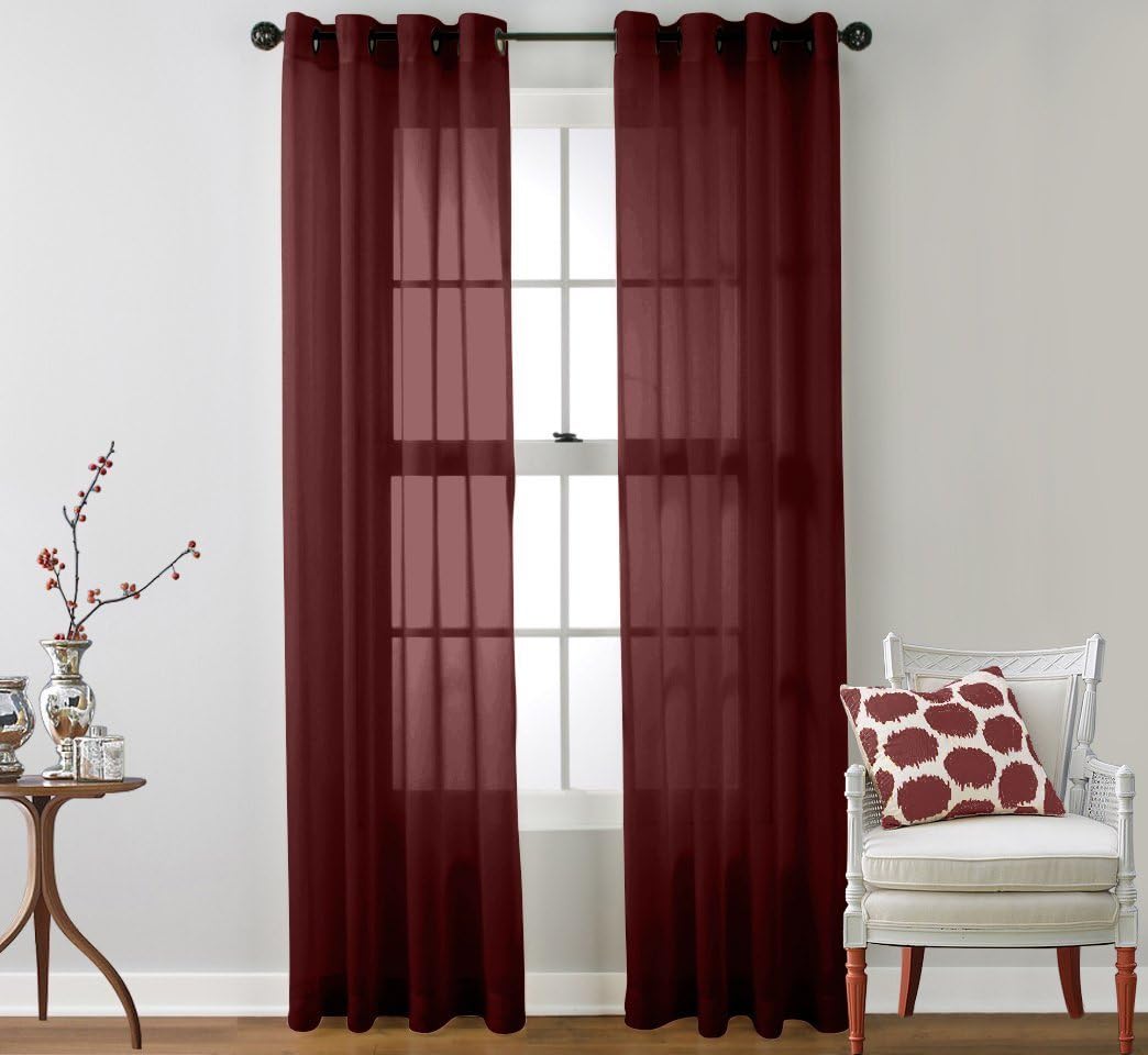 Amazon Com Ruthy S Textile 2 Piece Window Sheer Curtains Grommet
