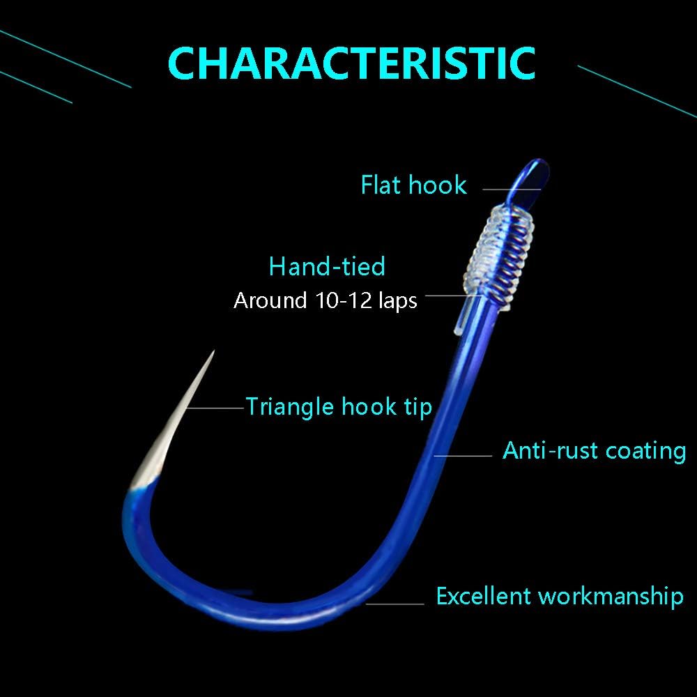 AMHDV Small Fishing Hooks with Line, Super Quick Penetration Fishing Hook Tie Nylon Line (Pack of 20) (10#) : Sports & Outdoors