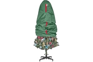 HOLDN’ STORAGE Upright Christmas Tree Storage Bag - Fits 9 Ft Artificial Xmas & Topiary Tree, Vertical Holiday Cover, Durable, Dustproof & Easy-Use Xmas Storage, Green