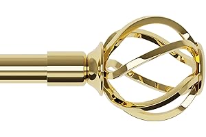 Gold Curtain Rods 48 to 88 inch with Twisted Cage Finials, Adjustable Curtain Rod Set with Brackets, Heavy Duty Curtain Rods 