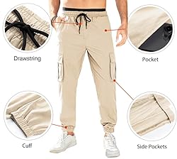 JMIERR Casual Cargo Pants for Men Stretch Elastic