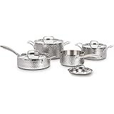 Cuisinart HTP-8SSC 8pc Vintage Hand Hammered Tri-Ply Cookware Set, Large, Silver