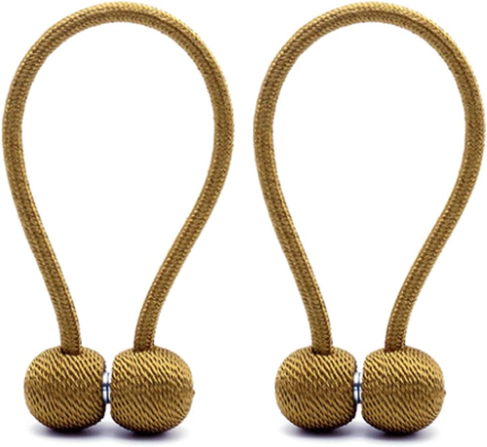 EleCharm European Style Curtain Tiebacks Novelty Design Holdbacks Strong Magnetic Curtain Tie 2-Pack (Golden)