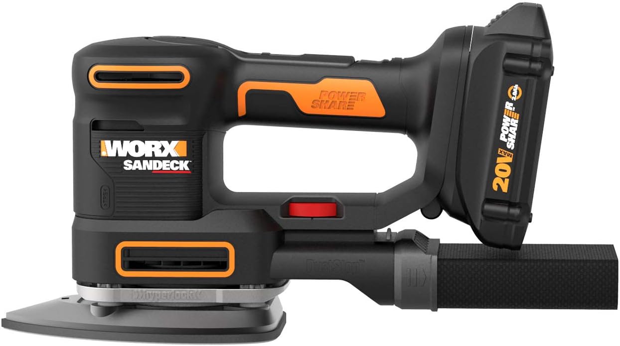 WORX WX820L.2 20V 2.0Ah Cordless Multi-Purpose Sander with 2 Batteries and 1 Charger - - 