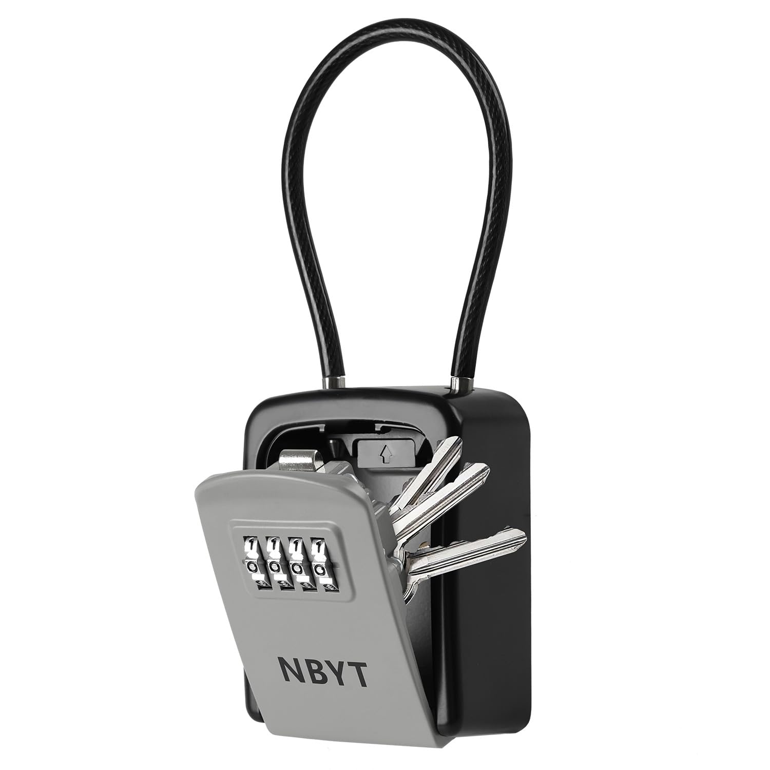 NBYT Portable Combination Lock keybox, For House Keys Key Hiders to Hide a Key Outside,Waterproof Key Safe Storage Lock Box(Small size with steel cable rope) — image 1