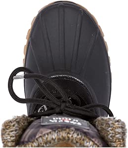 cougar creek snow boot taupe black plaid