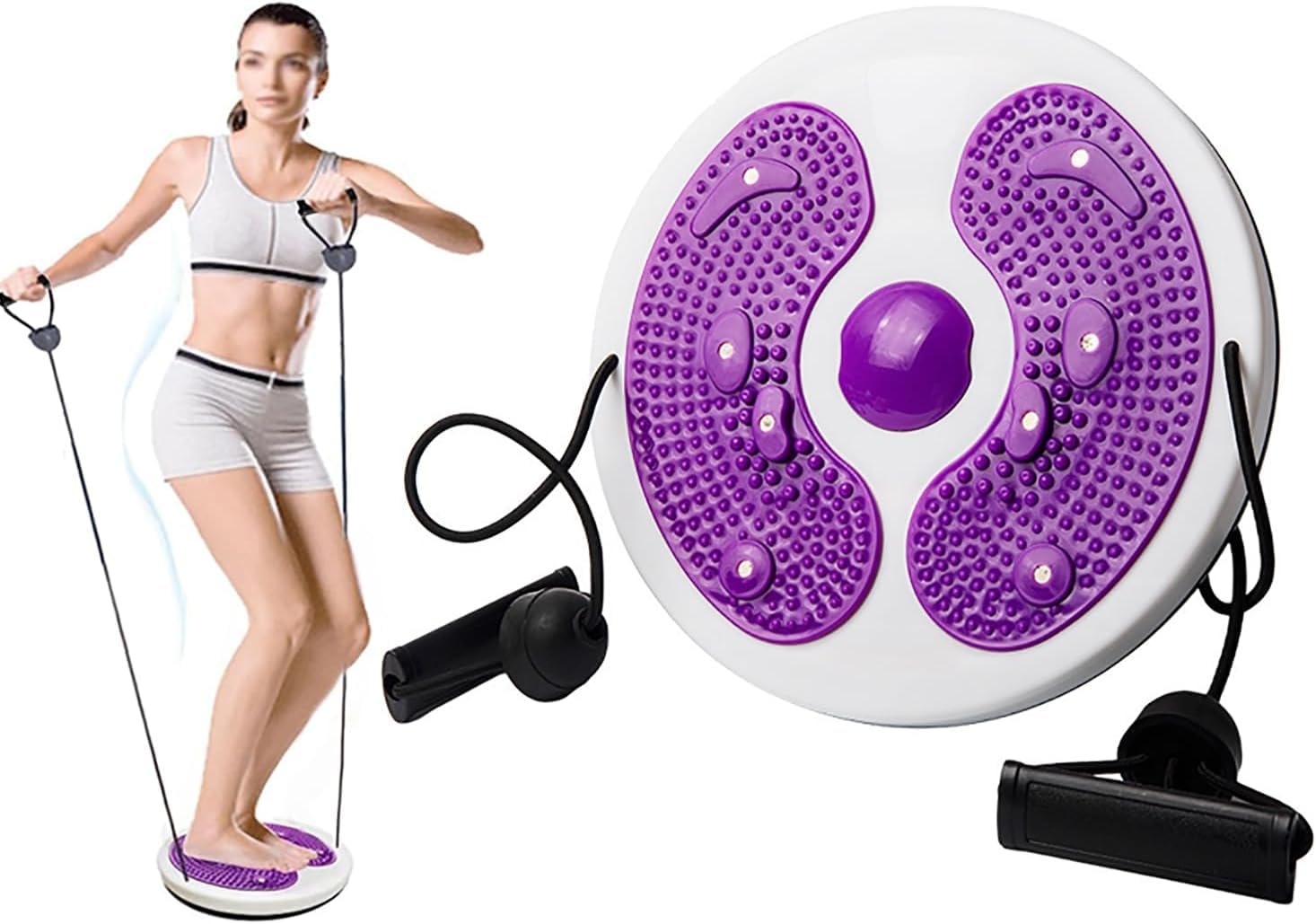 Twist Waist Disc Board, Waist twisting disc Slimming Multi-Functional Magnetic Balance Board Pedal, Resistance Bands Massage Foot Sole Home Gym Equipment, Aerobic Exercise Fitness Accessories (Purple)