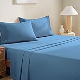MCO Bedding King Bed Sheets Set - Soft Bed Sheets - Cooling Breathable Bedding Set with 16" Deep Pocket (4 Pieces, King, Blue Heaven)
