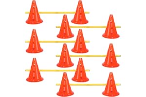Glimin 6 Sets Dog Agility Hurdle Cone Set Include 12 Agility Cones 6 Agility Rods Dog Agility Training Equipment Adjustable Obstacle Training for Dog Agility Course Pet Outdoor Games (Orange, Yellow)