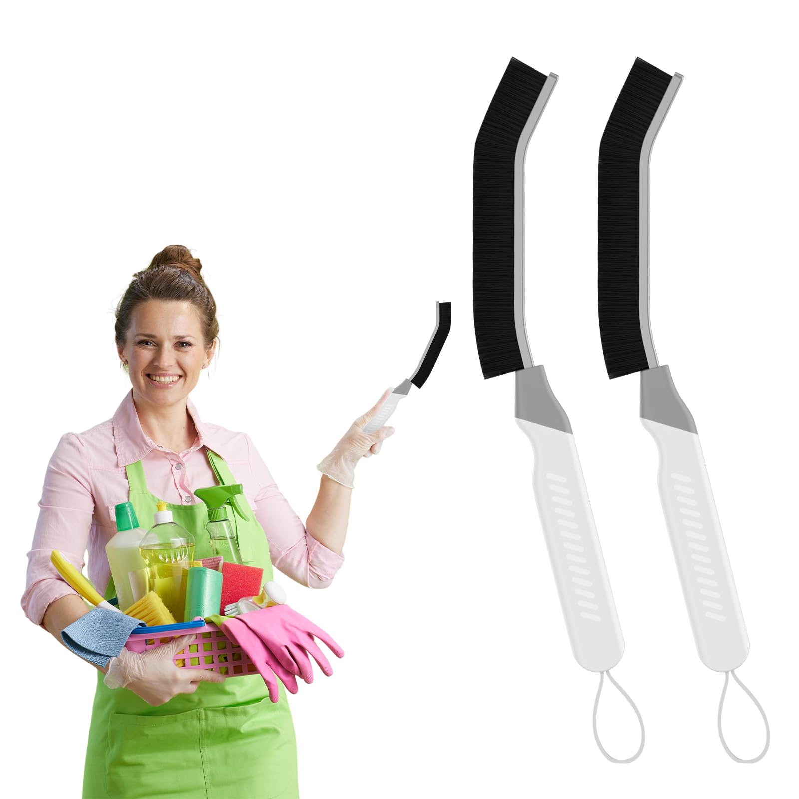 Photo 1 of **pack5*Cleangor Crevice Cleaning Brushes, Scrub Brush Tool for Hard to Reach Tight Spaces, Home Essentials Cleaning Supplies for Shower, Bathroom, Kitchen, Toilet?Window (2, White)