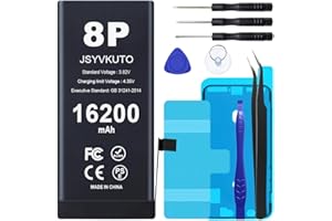 JSYVKUTO 16200mAh Battery for iPhone 8 Plus, Upgraded Higher Capacity New 0 Cycle Replacement Battery for iPhone 8 Plus with Full Set Repair Tool Kit, Model A1864, A1898, A1898