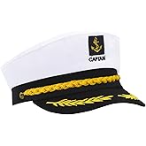 NCWIND Yacht Captain hat,Sailor hat,Boat Captain hat,Navy Marines Costume Accessory for Adult Men Women white, black