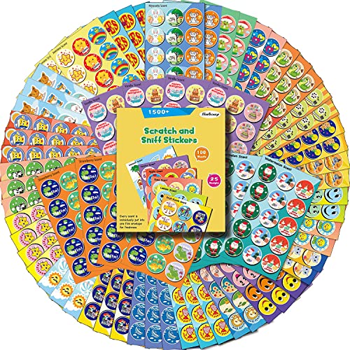 HORIECHALY Scratch and Sniff Stickers, 100 Sheets with 25 Different