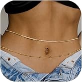 2PCS Gold Waist Chain for Women, Adjustable Belly Beads with Pearl Accents, Elegant Stomach Chain Jewelry Belly Body Chain Adjustable Layered Waist Chains Bikini Summer Beach Jewelry for Women