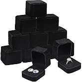 Junkin 24 Pieces Valentine's Day Velvet Ring Box Earring Jewelry Display Box Ring Case for Wedding Engagement Birthday Proposal and Anniversary 2.13 x 1.97 x 1.65 Inch(Black)