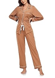 COLORFULLEAF Women's 100% Cotton Long Sleeve Pajama