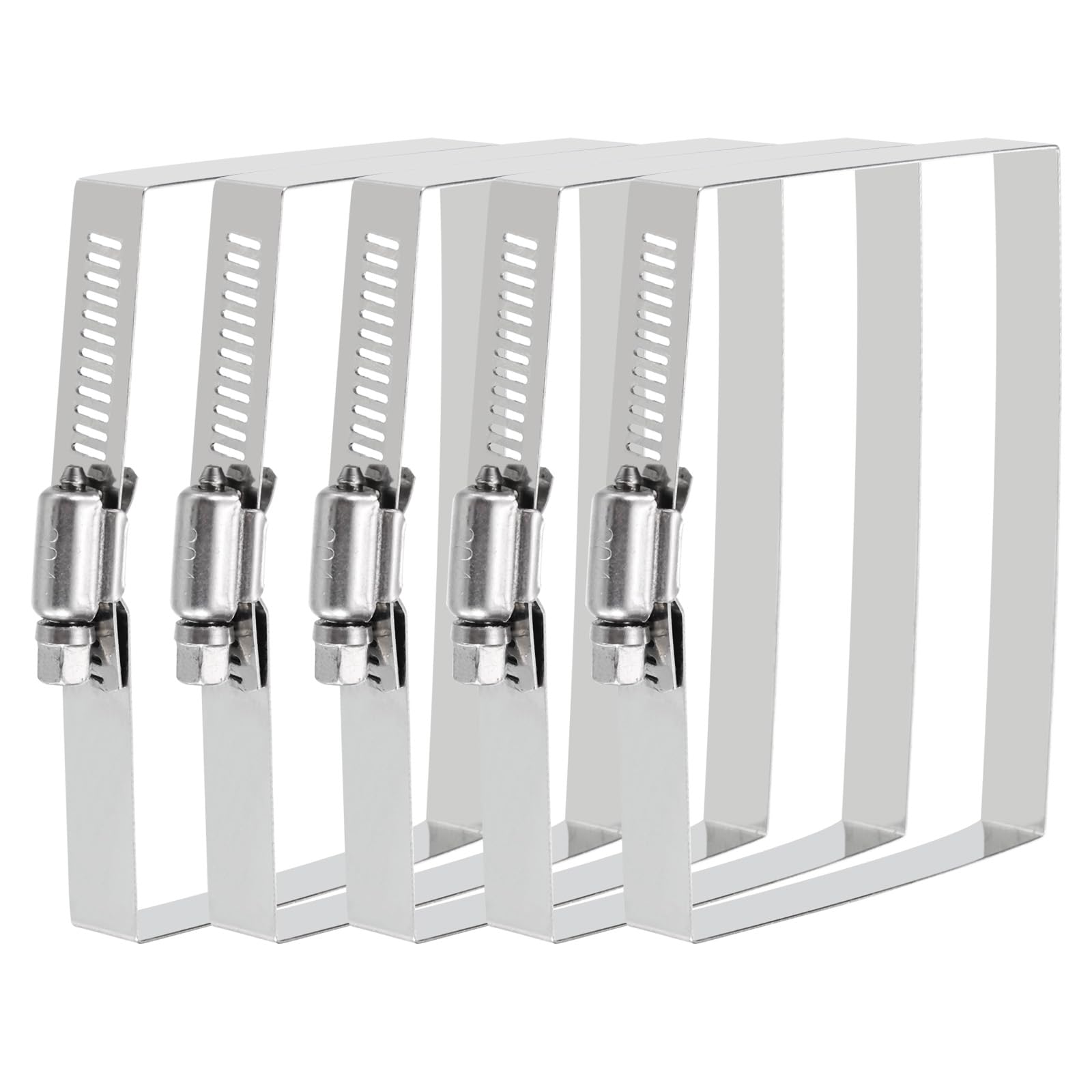 Photo 1 of uxcell Rectangular Hose Clamps, 4" x 3" 304 Stainless Steel Square Duct Pipe Clamp for Ducting, Securing Hose, Cable and Bridge Project Application, Pack of 5