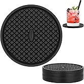 Silicone Coasters for Drinks, Reusable Washable Drink Mats for Coffee Mug Wine Glass Beer Bottle, Absorbent Non-Slip Heat Resistant Waterproof Cup Mats for Kitchen Office Bar(Diamond, 4Pack-Black)