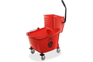 Dryser Commercial Side Press Wringer Combo Mop Bucket, 33 Quart, Red