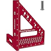 ViewReal Premium Carpenter Square Hole Scribing Ruler Woodworking Square 22.5-90 Degree Measuring Ruler with Angle Pin,Versatile Multi Angle Square for Woodworking, Engineering, and Construction