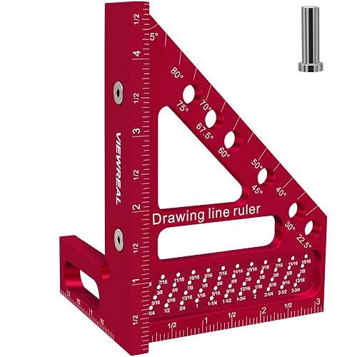 Premium Carpenter Square Hole Scribing Ruler Woodworking Square 22.5-90 ...