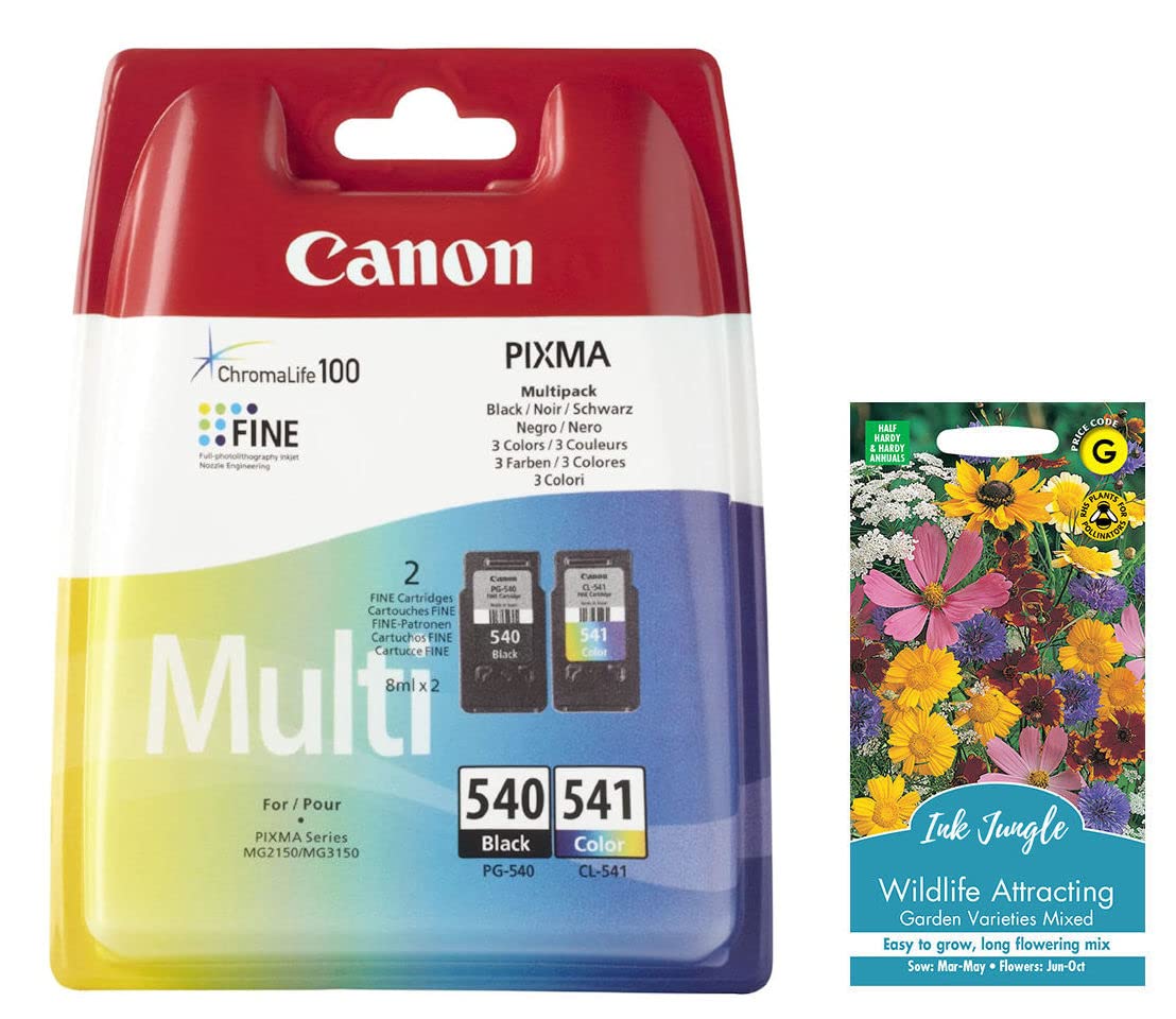 Ink Jungle PG540 Black CL541 Colour Ink Cartridge For MG2150 MG2250 MG3150 MG3250 MG3255 MG3550 MG3650 MG4150 MG4250 MX375 MX395 MX435 MX475 MX515 MX525 MX535 MX455 TS5150 TS5151 Printer & FlowerPack