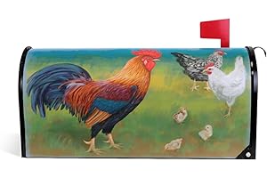 WOOR ALAZA Rooster with Chickens Magnetic Mailbox Cover Standard Size for Garden Yard Outdoor Decorations-18 x 20.8"