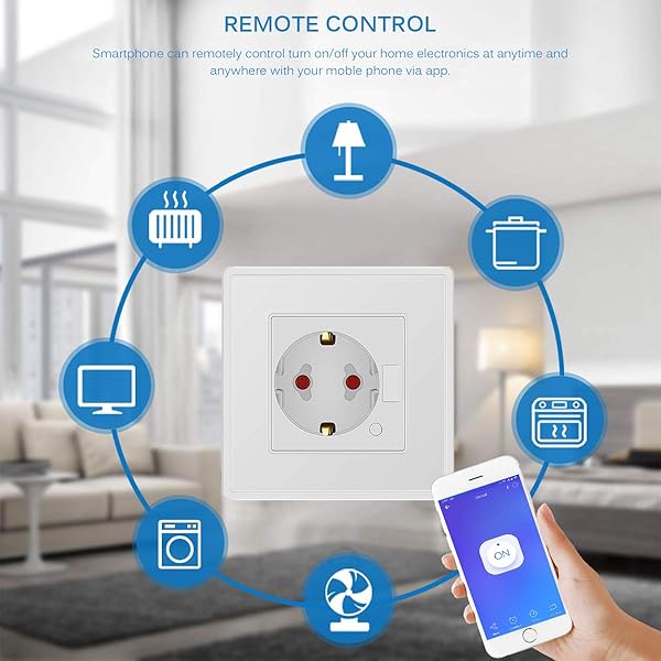 ONEVER Smart Socket Integrado Enchufe WiFi Compatible con Amazon Alexa Google Home App Timer Set EU Plug 10A WiFi Smart Socket Panel de Toma de Corriente
