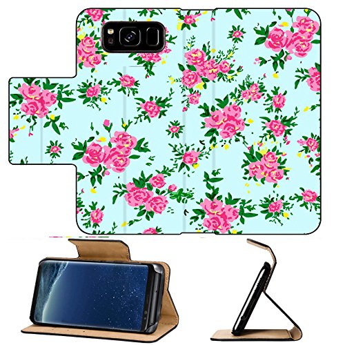 Luxlady Premium Samsung Galaxy S8 Flip Pu Leather Wallet Case IMAGE ID: 25425938 Shabby chic rose pattern background with copyspace frame template