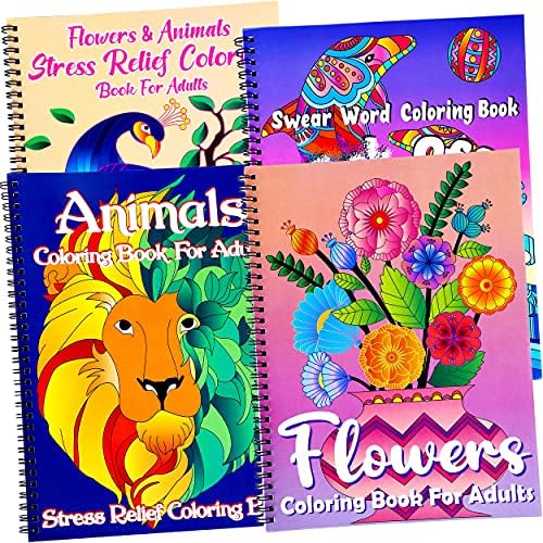 8PCS Adult Coloring Books Assorted Themes Include Motivational Words