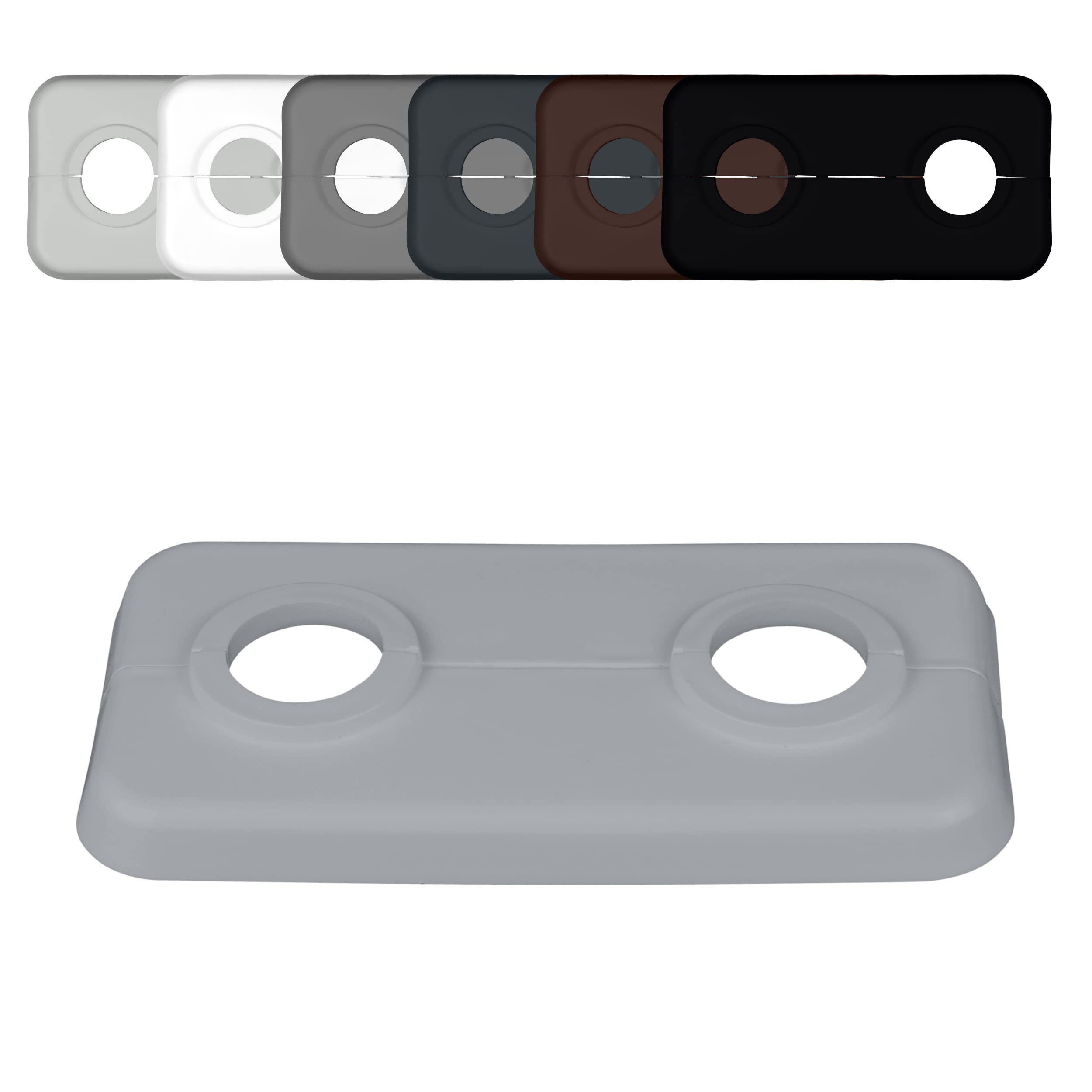 Pack of 3 Pieces Twin Double Radiator Pipe Collars, Window Grey, for Pipe diameters: 15mm 16mm 18mm 21, 3mm; Heating Pipe Hole Covers/Rings/Surrounds/Roses, Plastic (21, 3mm, RAL 7040)