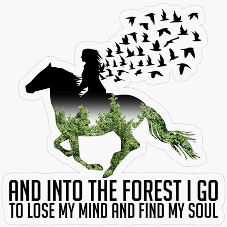Amazon Com Lplpol Stickers And Into The Forest I Go To Lose My Mind And Find My Soul Horse Riding Girls Gift Decorations 5 5 Vinyl Stickers Laptop Decal Water Bottle Sticker Kitchen