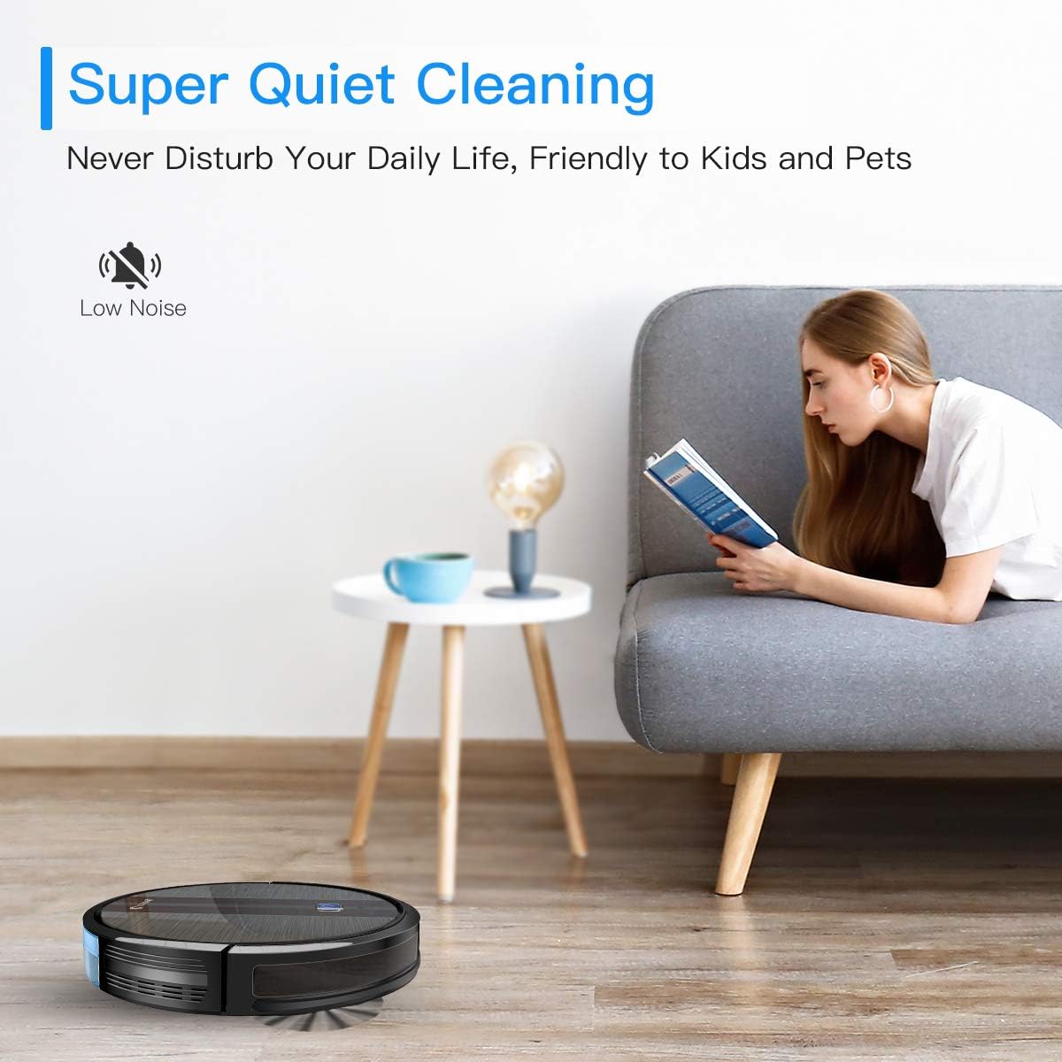 Coredy Robot Vacuum Cleaner, 1700Pa Strong Suction, Super Thin Robotic Vacuum, Multiple Cleaning Modes/Automatic Self-Charging Robot Vacuum for Pet Hair, Hard Floor to Medium-Pile Carpets -