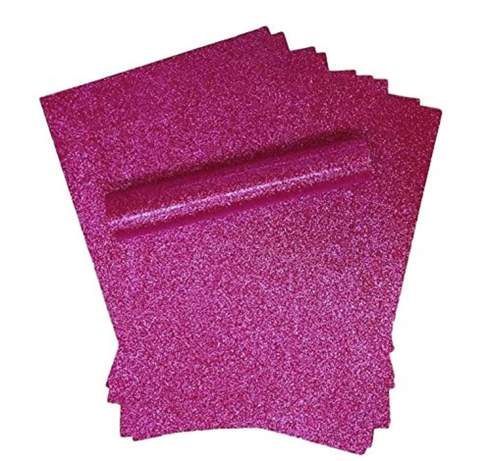 A4 Glitter Paper Sparkly Soft Touch Non Shed Thick 150gsm / 40lb Paper 10 Sheets (Fuchsia Pink)