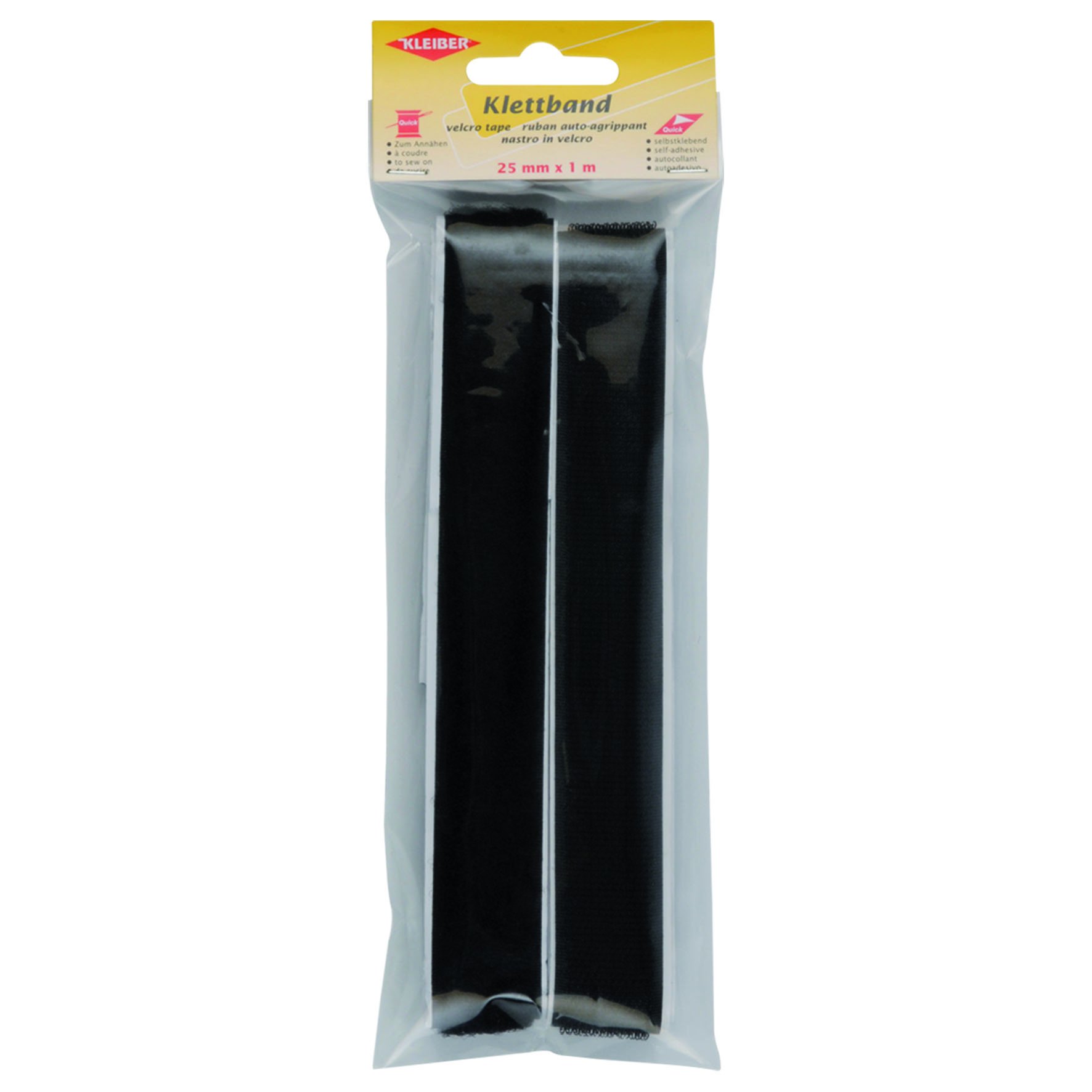 Kleiber 819-01 25 mm Hook and Loop Self Adhesive Strip, Black