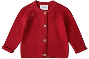 Stellou & friends 100% Cotton Baby Cardigan, Long Sleeve Knit Sweater for Kids, Unisex Tops for Infant, for Children 0-6 Yrs