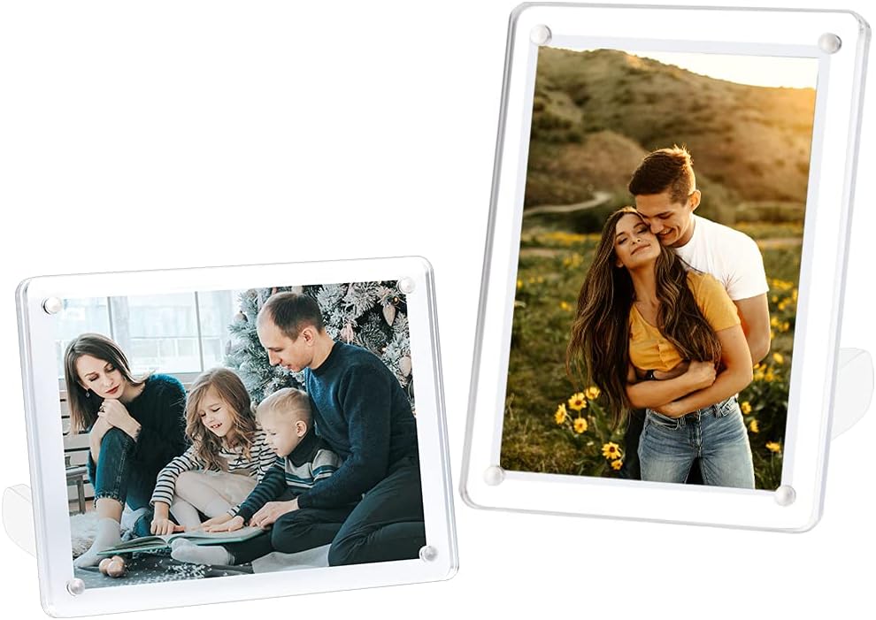 Photo Albums, Frames & Accessories - ECOSEAO 4x6 Minimalist Picture Frame Acrylic Glass Photo Frame with Magnetic Desktop Display Horizontally or Vertically
