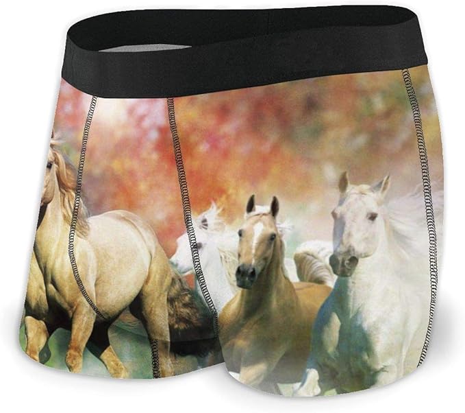 Yellow Horse Animal Pattern Men's Sexy Funny Print Lingerie Boxer
