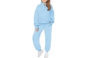 Zaclotre Girls Sweatsuit 2 Piece Outfits Fall Winter Fleece Half Zip Thumb Hole Sweatshirts and Sweatpants Joggers Set