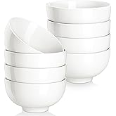MALACASA Small White Bowls Set of 8, 10 Oz Ice Cream Bowls - Little Ceramic Bowls for Bouillon,Side Dishes, Dessert, Oatmeal, Fruit, Portion Control - Dishwasher & Microwave Safe.