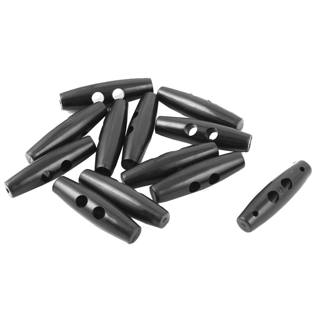 Sourcingmap Plastic 2 Hole Scrapbooking Sewing Toggle Buttons Adjustive Lock End 12pcs Black