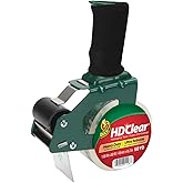 Duck HD Clear Packing Tape Dispenser Heavy Duty Packaging Tape Gun for Packing Boxes, Shipping and Moving - Includes 1 Refill Roll of HD Clear 1.88 In. x 50 Yards - Foam Handle (287398)
