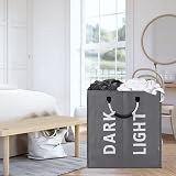 DOKEHOM 80L Large Collapsible Laundry Basket Two Sections Dark Grey view 8
