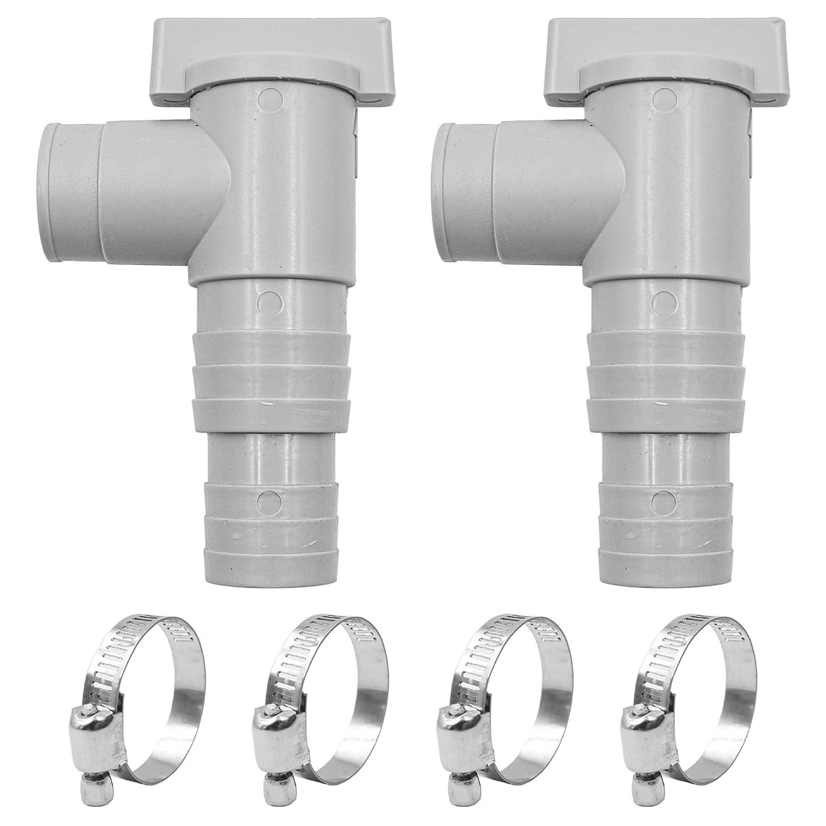 ANCLLO Stopcock for pools with 32 mm hose connection with 4 hose clamps for Above Ground Pool and Pool Pump Maintenance