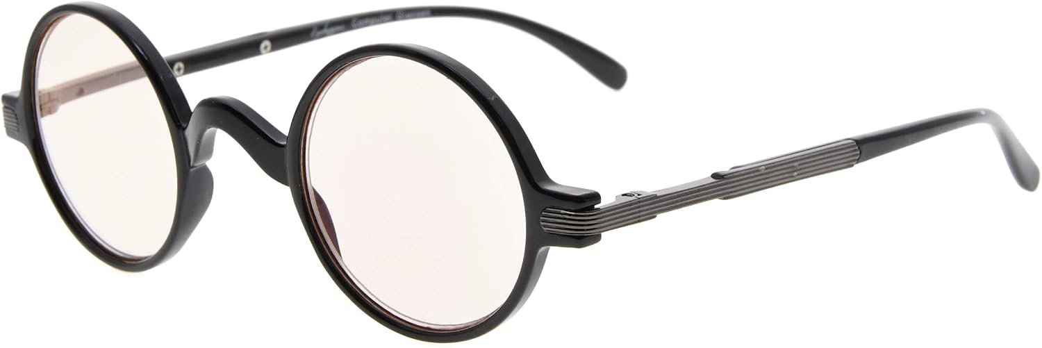 Eyekepper Anti UV Round Reading Glasses Vintage Professor Oval Readers (Black,+2.25)