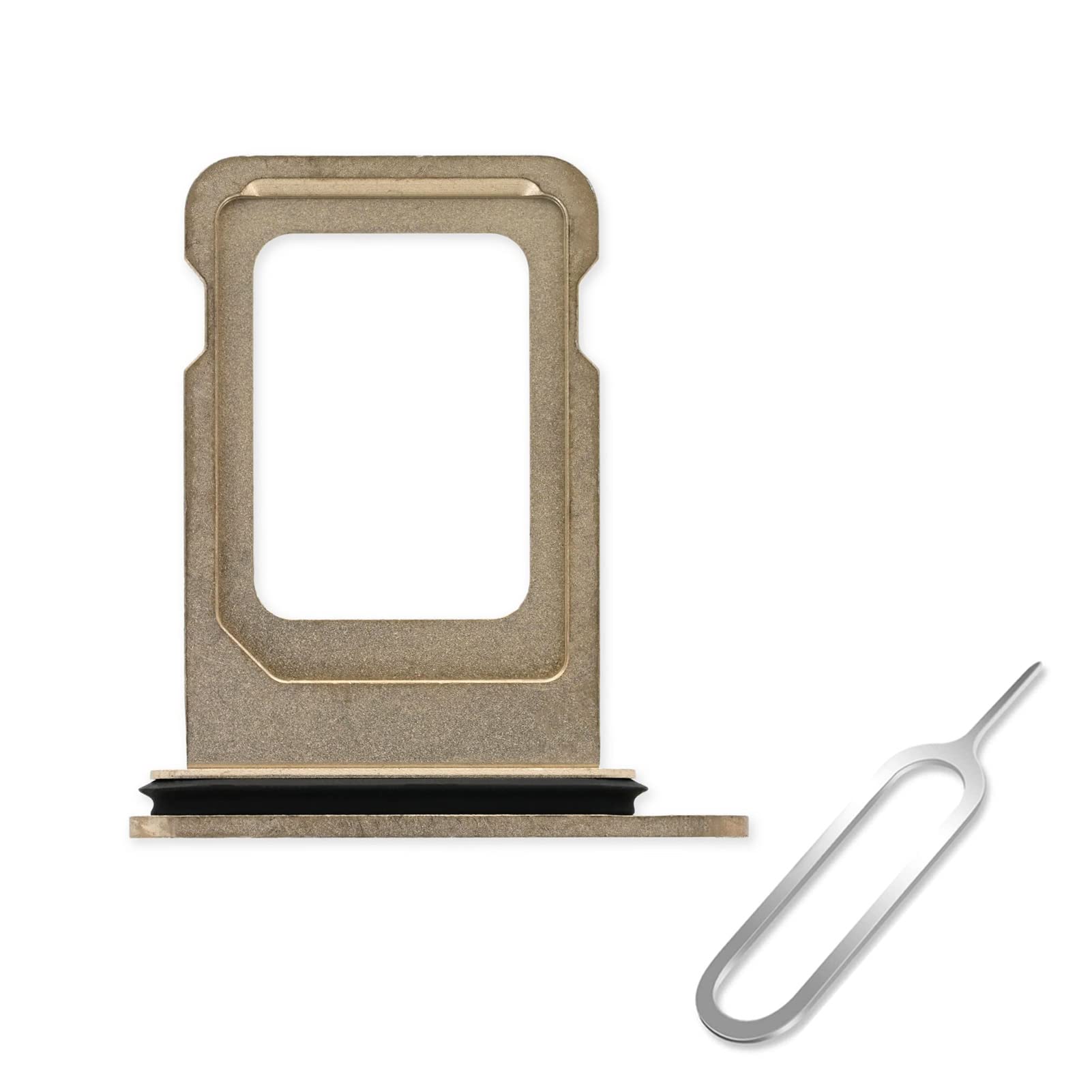 Cemobile SIM Card Tray Slot Holder Replacement for iPhone 13 Pro / 13 Pro Max (Single SIM Version) with Waterproof Rubber Seal Ring + SIM Tray Open Eject Pin (Gold)