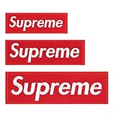 3 Pack Supreme Patches Sew on or Iron on Multi Size Patch Embroidered DIY Applique Badge Decorative (Red)