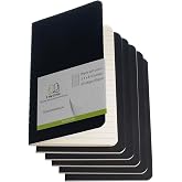 TWONE 6 Pack Mini Pocket Notebooks, 3.5x5.5, Lined, Black Cardstock | Smooth black cardstock cover, 60 lined pages. Pocket journal for travel, office, school, daily notes &amp; sketching.