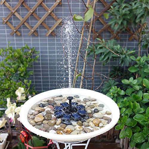 image for Solar Fountain,HiJi 1.6W Solar Powered Bird Bath Fountain Pump for Ped