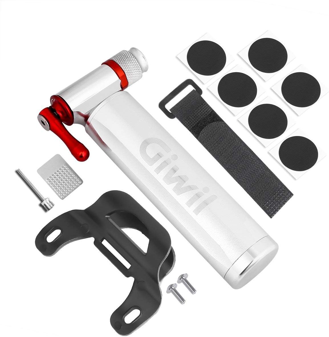 Giwil Premium Mini Bicycle Pump Set Multi-Function Bike Men's Bike Bicycle Cycling Tire Repair Tool Kit & Glueless Puncture Repair Kit 120 PSI Bicycle Tire Pump Fits Presta & Schrader Valve